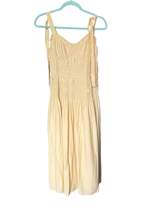 Moon River Dresses & Skirts - Moon River Butter Cream Yellow Smocked Tie-Shoulder Midi Dress Size M